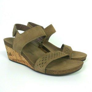 Rockport Taja Suede Wedge Sandals Size 9.5 Tan